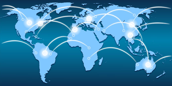 world map and network connection