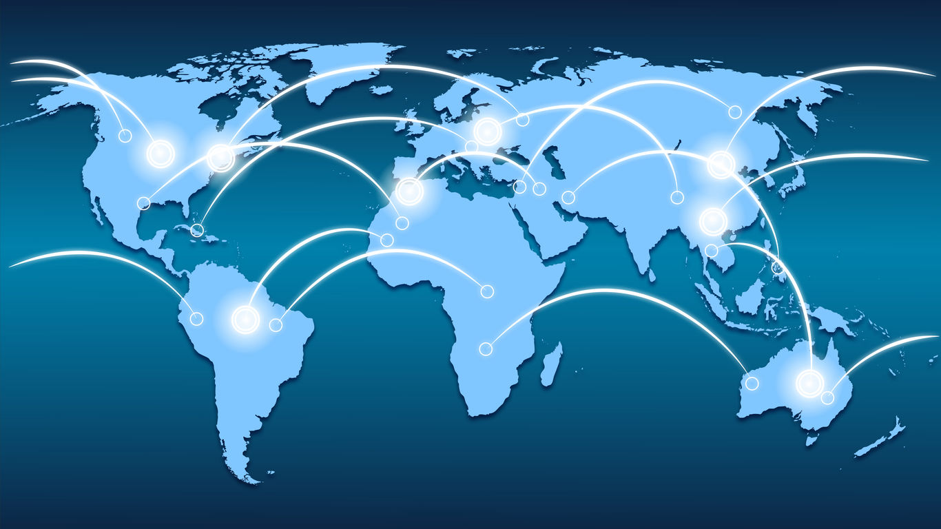 world map and network connection