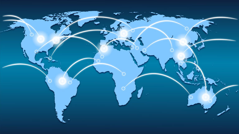 world map and network connection